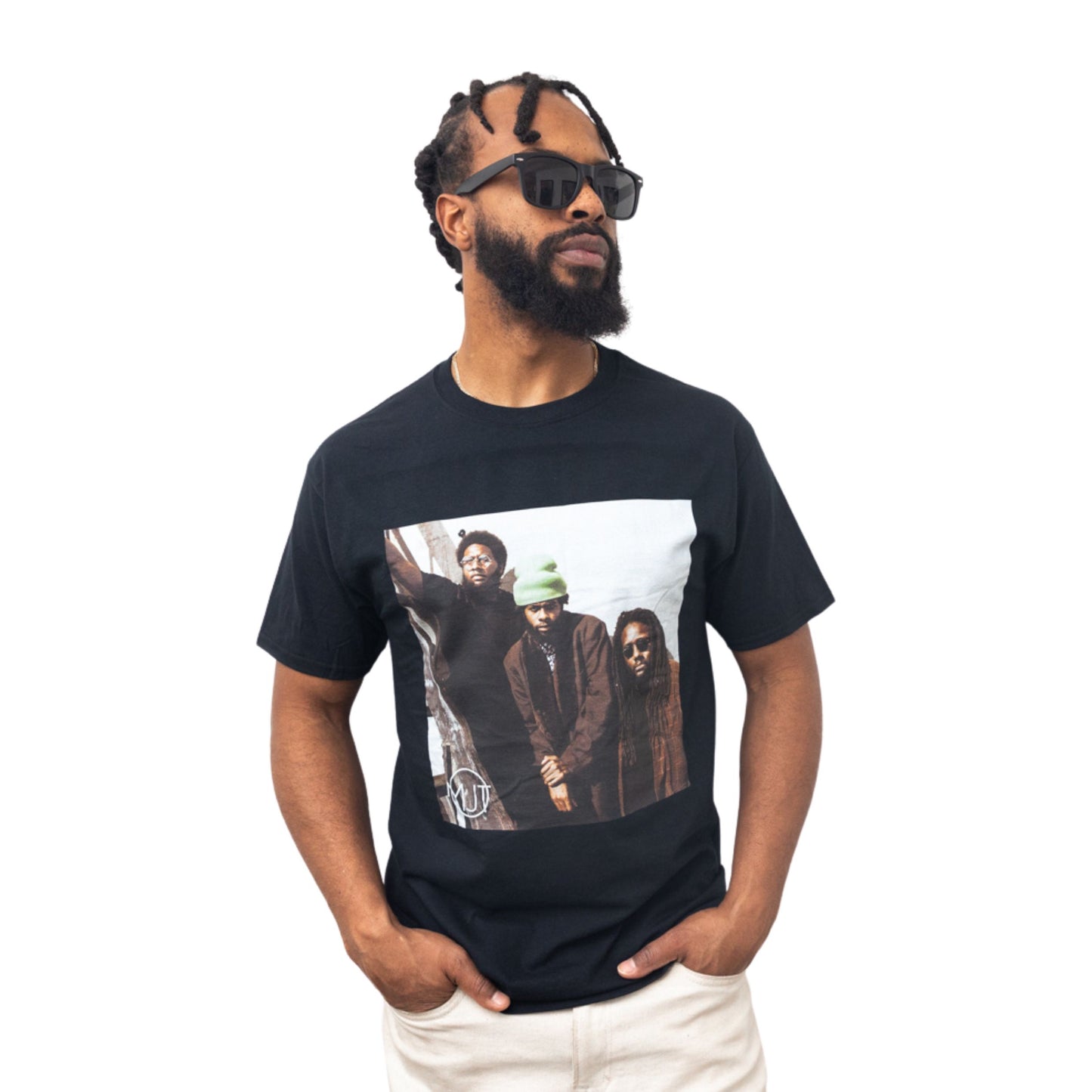 person wearing MJT Band Photo T-Shirt